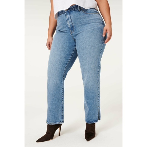 Good American Good Boy Straight Leg Jeans - Classic, Summer, Jeans, Denim - Picture 4 of 15